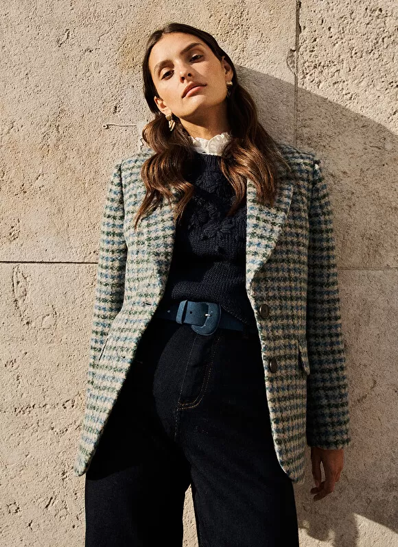 Shop Sud Express Blazer Court En Laine Amande Vodivia
