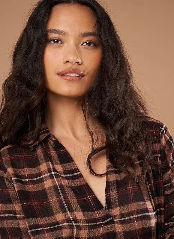 Cheap Sud Express Blouse A Carreaux Bordeaux Tasco