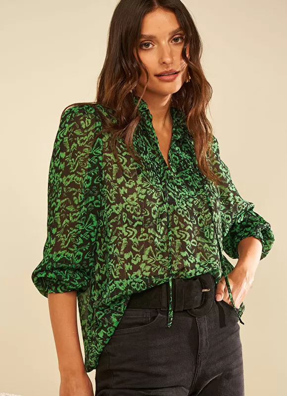 Cheap Sud Express Blouse Empiecements Brodes Vert Tevone