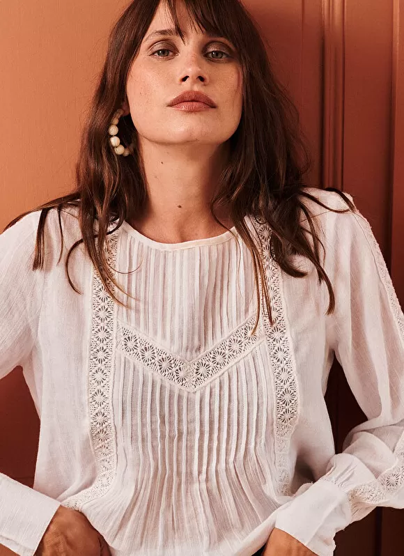 Best Sud Express Blouse Gaze De Coton Blanc Tasmine