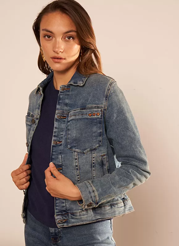 Cheap Sud Express Blouson En Jean Medium Stone Voko