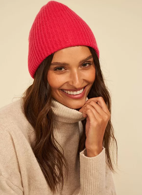 Clearance Sud Express Bonnet 100% Cachemire Framboise Bibou