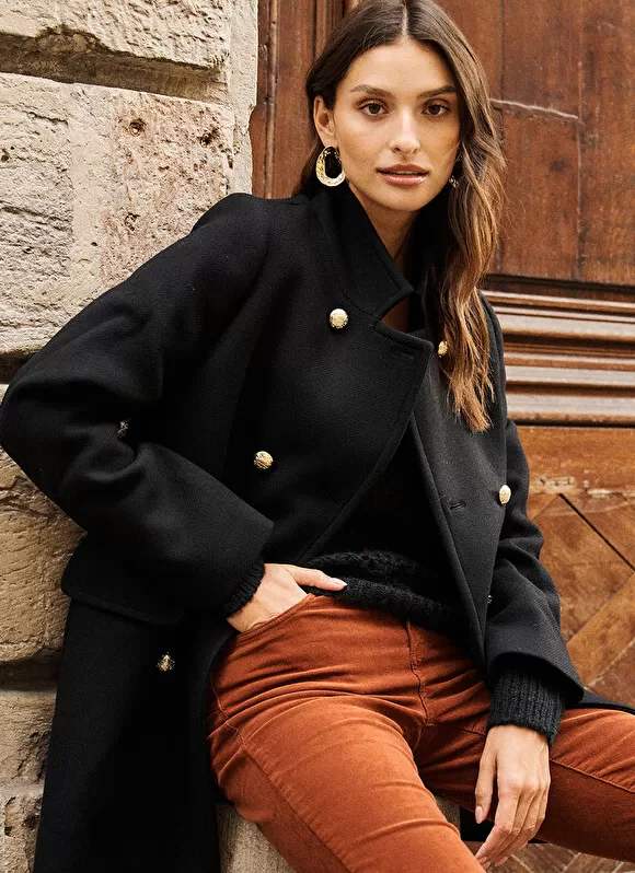 Store Sud Express Caban En Drap De Laine Noir Maleka