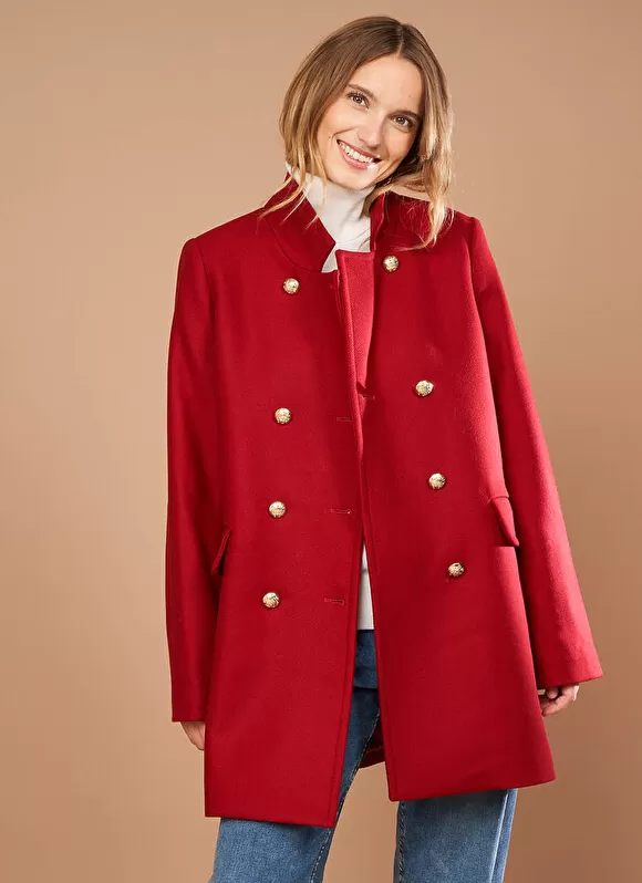 Online Sud Express Caban En Drap De Laine Rouge Maleka