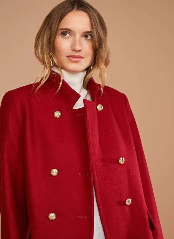 Online Sud Express Caban En Drap De Laine Rouge Maleka