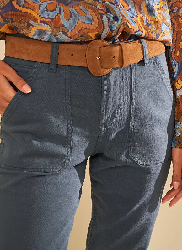 New Sud Express Ceinture En Croute De Cuir Camel Celinda