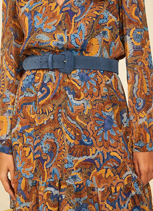 Clearance Sud Express Ceinture En Croute De Cuir Indigo Celinda