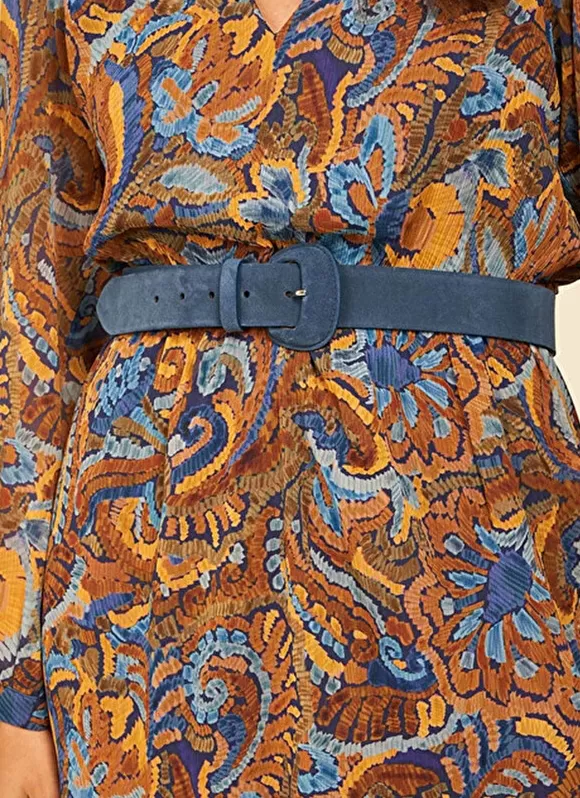 Clearance Sud Express Ceinture En Croute De Cuir Indigo Celinda