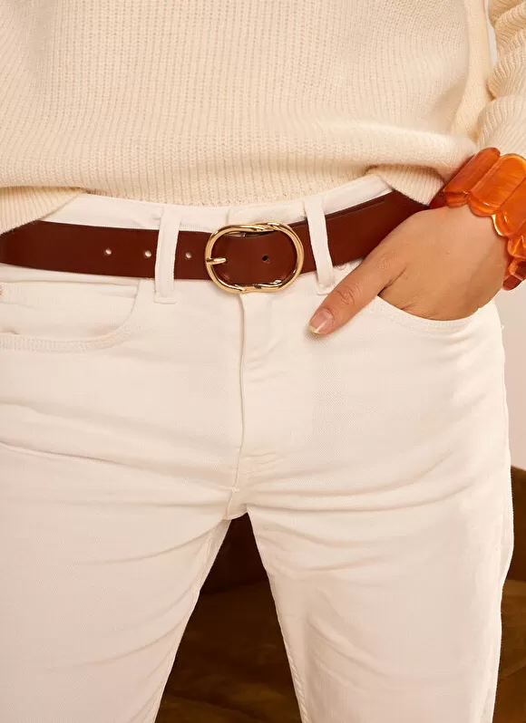 Best Sale Sud Express Ceinture En Cuir, Boucle Ovale Camel Calie