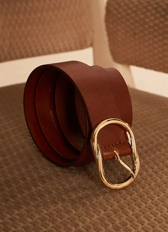 Best Sale Sud Express Ceinture En Cuir, Boucle Ovale Camel Calie