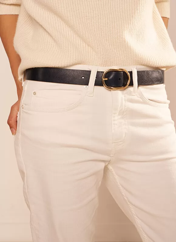 Sale Sud Express Ceinture En Cuir, Boucle Ovale Marine Calie