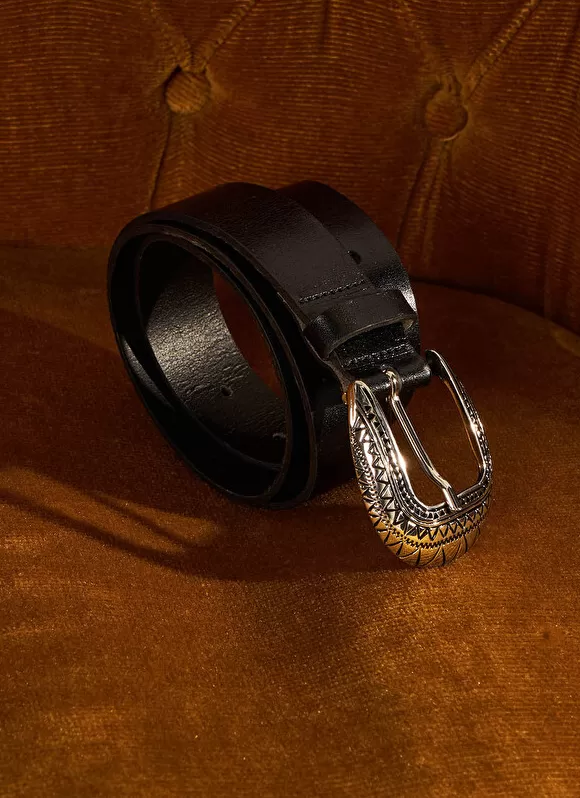 Store Sud Express Ceinture En Cuir Lisse Noir Camerone
