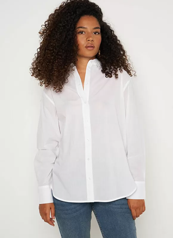 Flash Sale Sud Express Chemise Ample En Popeline De Coton Blanc Cascade