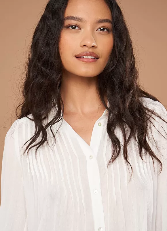 Best Sale Sud Express Chemise Crepon A Col Classique Ecru Calison