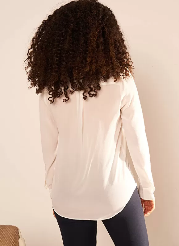 Store Sud Express Chemise En Soie A Manches Longues Ecru Cyrah