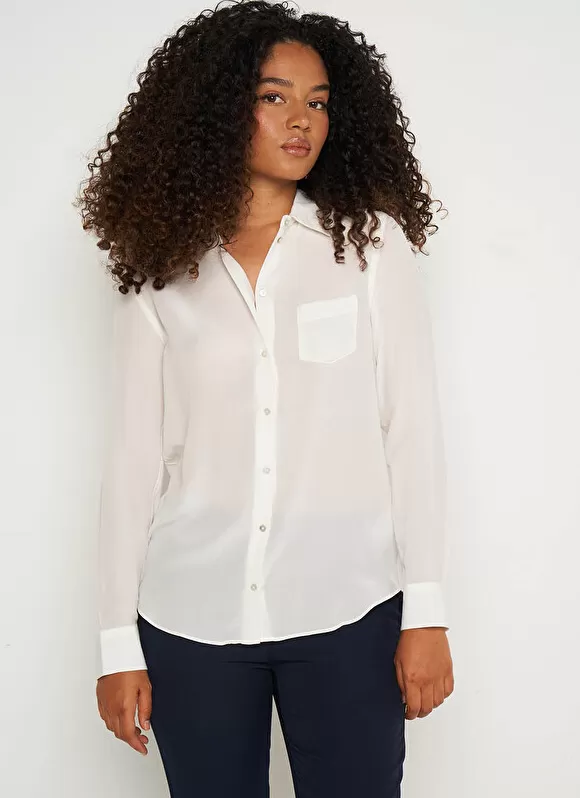 Store Sud Express Chemise En Soie A Manches Longues Ecru Cyrah