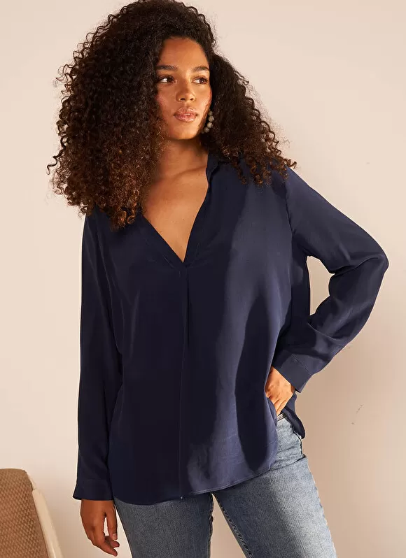 Best Sale Sud Express Chemise En Soie Bleu Tibla