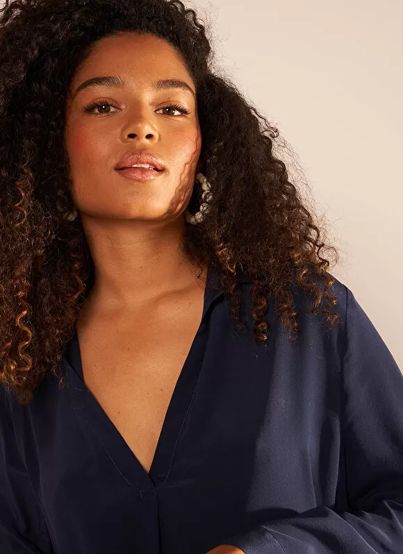 Best Sale Sud Express Chemise En Soie Bleu Tibla