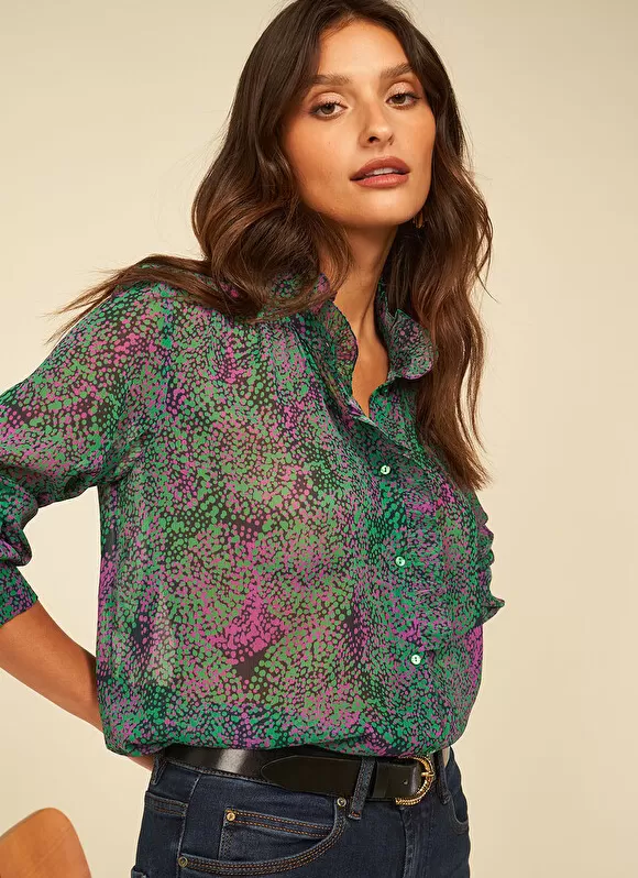 Flash Sale Sud Express Chemise Imprimee A Manches Longues Vert Cowie