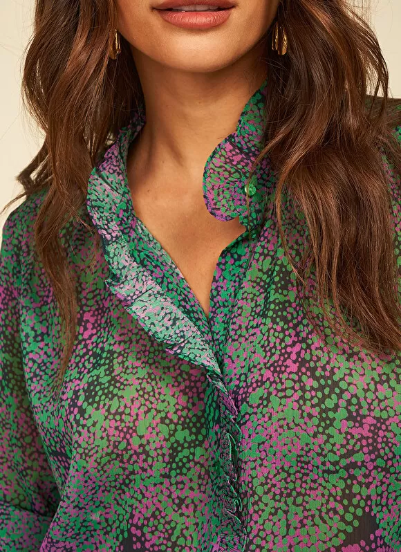 Flash Sale Sud Express Chemise Imprimee A Manches Longues Vert Cowie