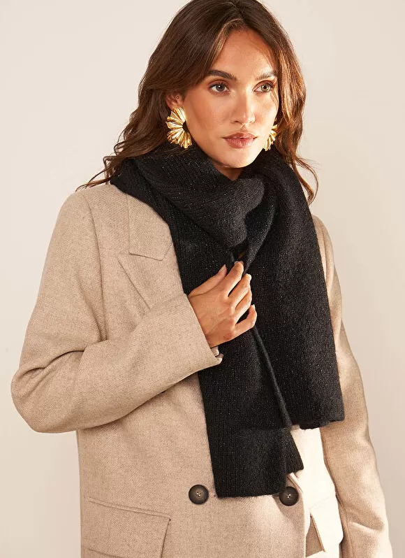 Cheap Sud Express Echarpe A Cotes Avec Lurex Noir Espelette