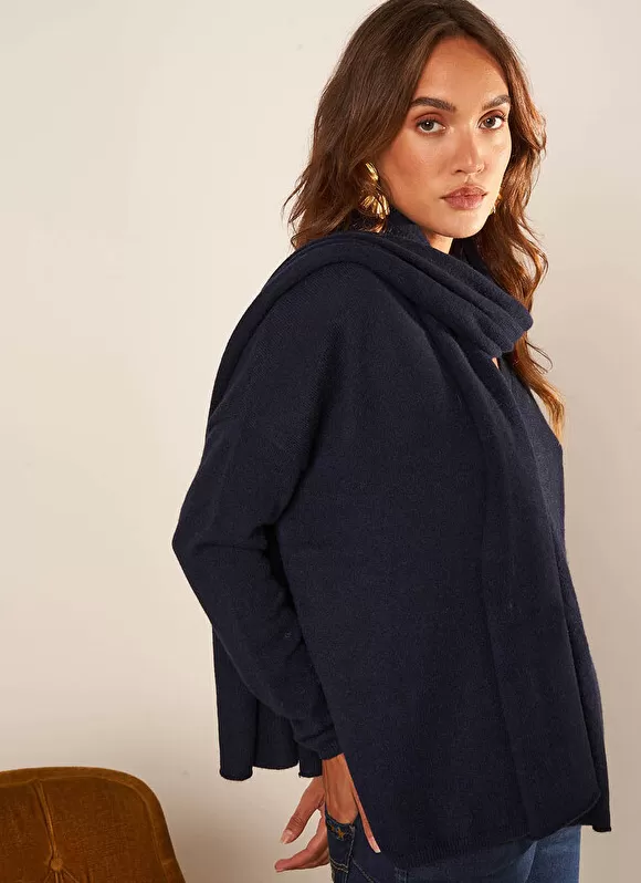 Fashion Sud Express Echarpe En Cachemire Marine Elise