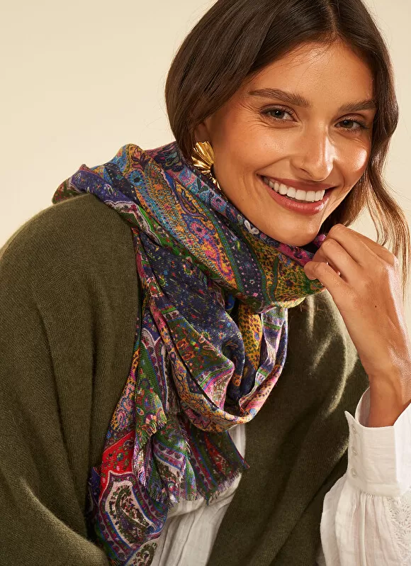 Flash Sale Sud Express Foulard Imprime Framboise Eliez