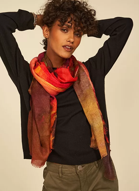 Store Sud Express Foulard Imprime Framboise Elvin