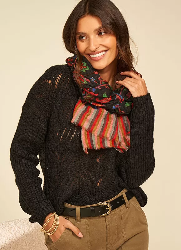 Cheap Sud Express Foulard Imprime Noir Elsy