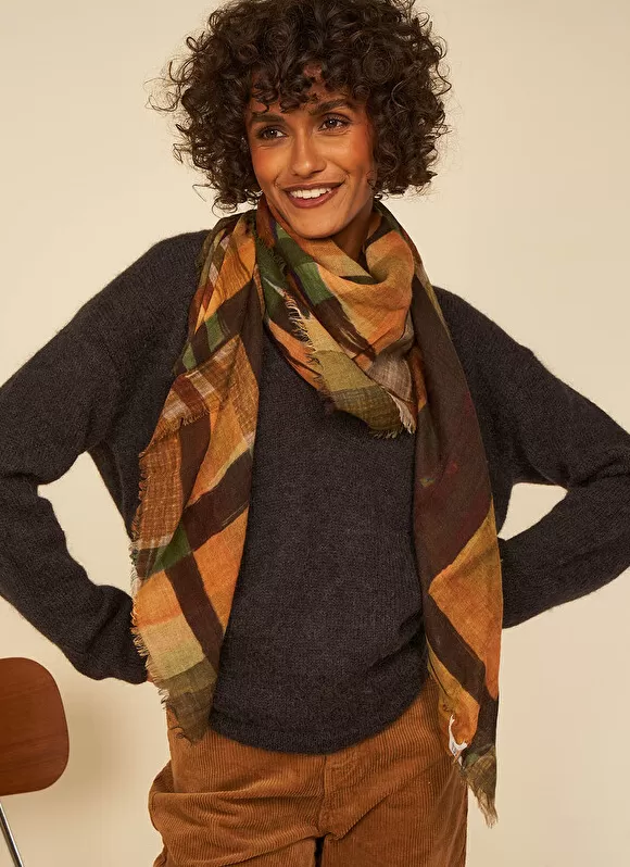 Fashion Sud Express Foulard Imprime Ocre Elio