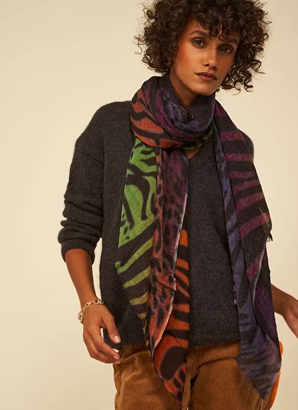 Clearance Sud Express Foulard Imprime Violet Eimy