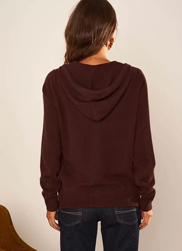 Shop Sud Express Gilet A Capuche Zippe 100% Cachemire Marron Garenk