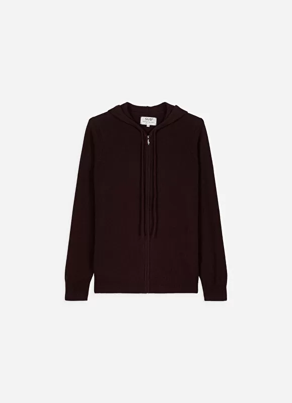 Shop Sud Express Gilet A Capuche Zippe 100% Cachemire Marron Garenk