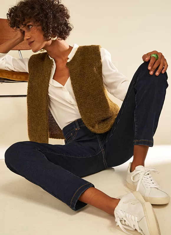 Best Sud Express Gilet Court Et Ouvert, En Mohair Et Alpaga Kaki Gotanax