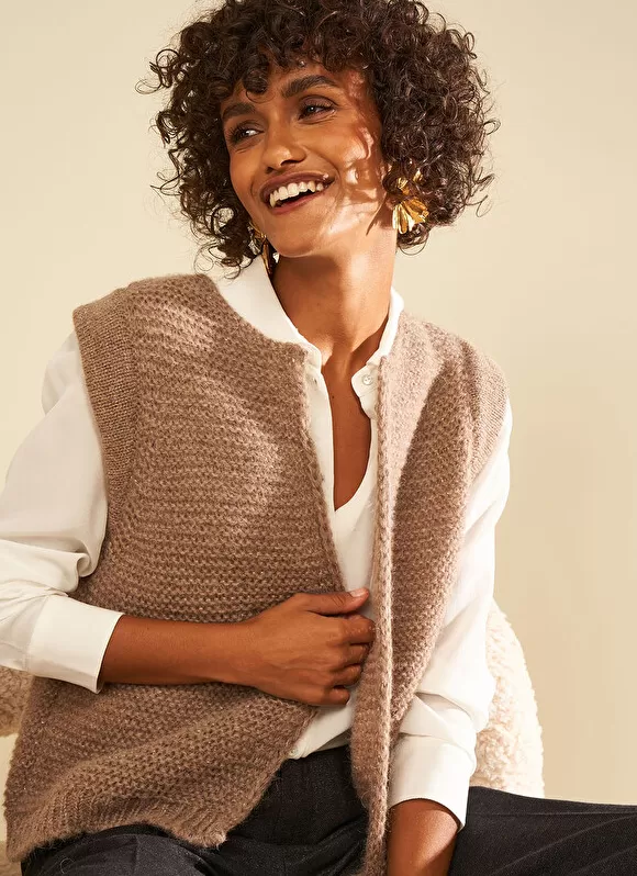 Hot Sud Express Gilet Court Et Ouvert, En Mohair Et Alpaga Vison Gotanax