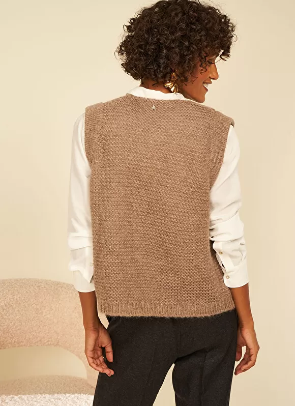Hot Sud Express Gilet Court Et Ouvert, En Mohair Et Alpaga Vison Gotanax