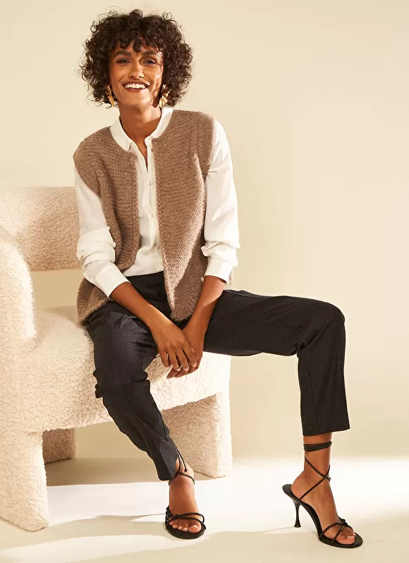Hot Sud Express Gilet Court Et Ouvert, En Mohair Et Alpaga Vison Gotanax