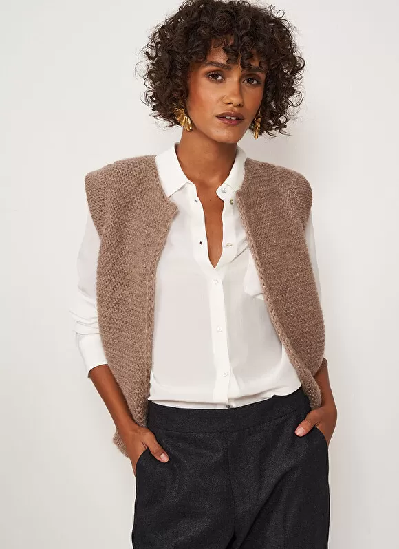 Hot Sud Express Gilet Court Et Ouvert, En Mohair Et Alpaga Vison Gotanax