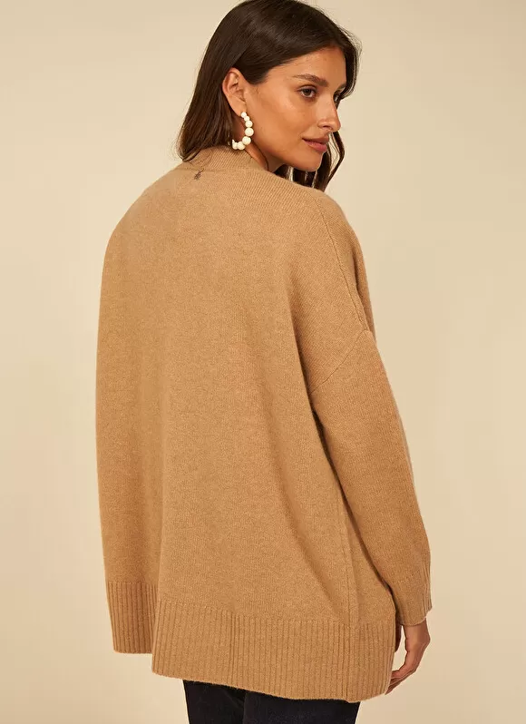 Clearance Sud Express Gilet Mi-Long Ouvert Avec Poches Plaquees Camel Geric