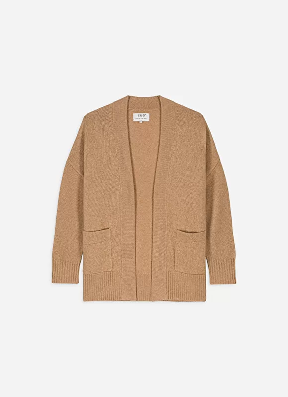 Clearance Sud Express Gilet Mi-Long Ouvert Avec Poches Plaquees Camel Geric