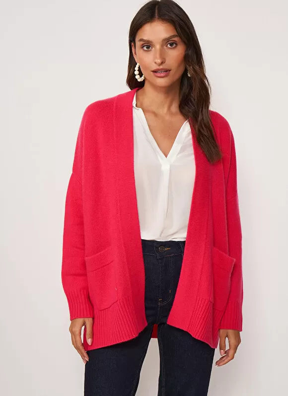 New Sud Express Gilet Mi-Long Ouvert Avec Poches Plaquees Framboise Geric
