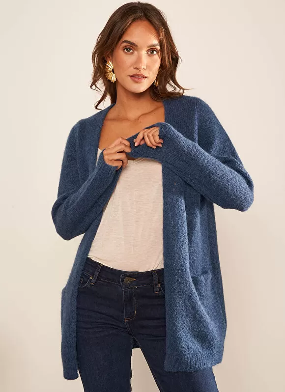 Cheap Sud Express Gilet Ouvert Mi-Long Avec Poches Indigo Grangey