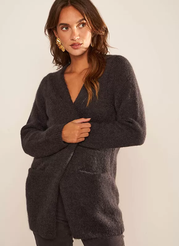 Hot Sud Express Gilet Ouvert Mi-Long Avec Poches Plomb Grangeyx