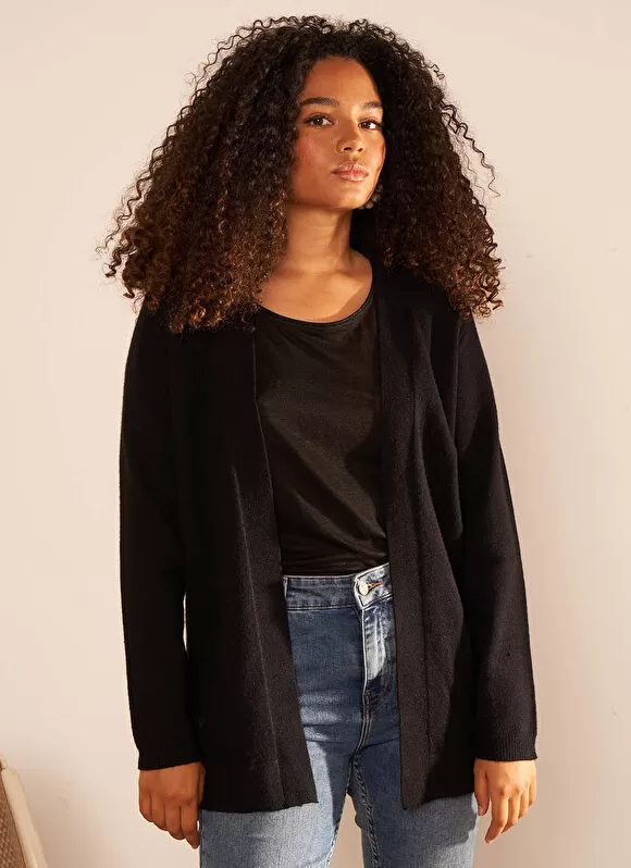 Outlet Sud Express Gilet Ouvert Mi-Long Noir Gladia