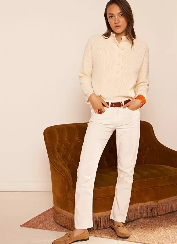 Discount Sud Express Jean Boyfriend A Cinq Poches Ecru Ben