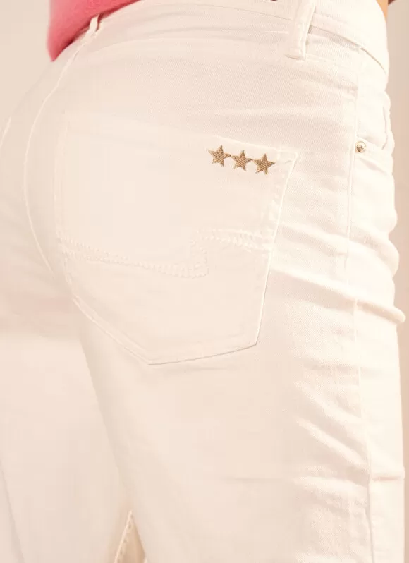 Discount Sud Express Jean Boyfriend A Cinq Poches Ecru Ben