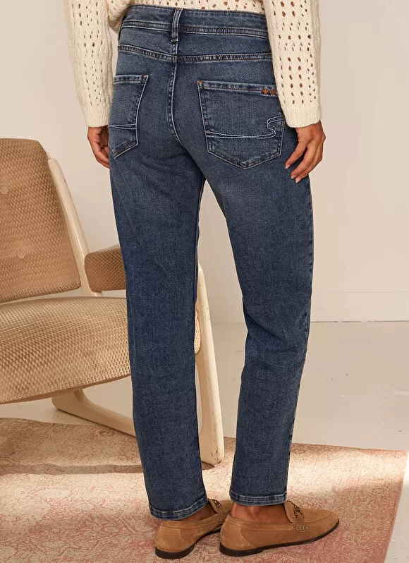 New Sud Express Jean Boyfriend A Cinq Poches Medium Dark Sto Ben
