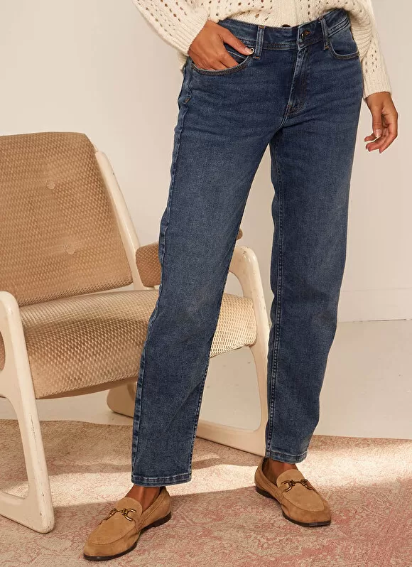New Sud Express Jean Boyfriend A Cinq Poches Medium Dark Sto Ben