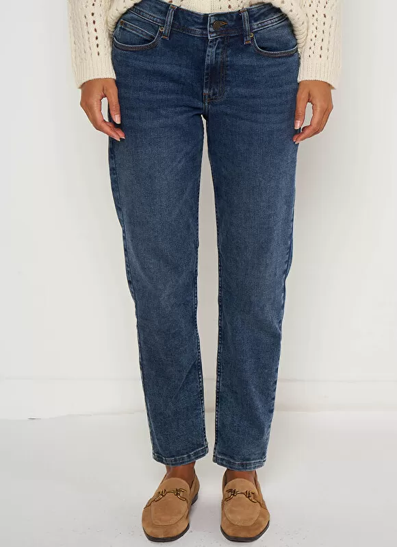 New Sud Express Jean Boyfriend A Cinq Poches Medium Dark Sto Ben
