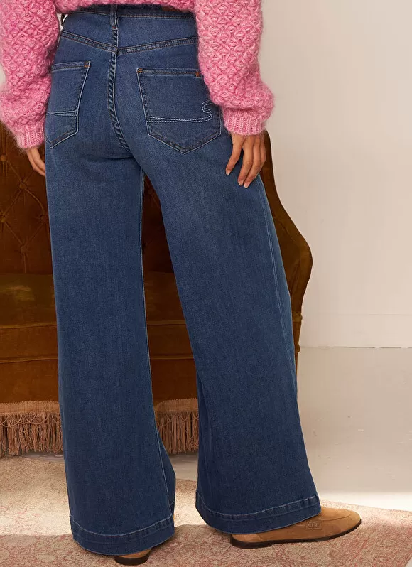 Flash Sale Sud Express Jean Flare A Taille Haute Medium Stone Lyla